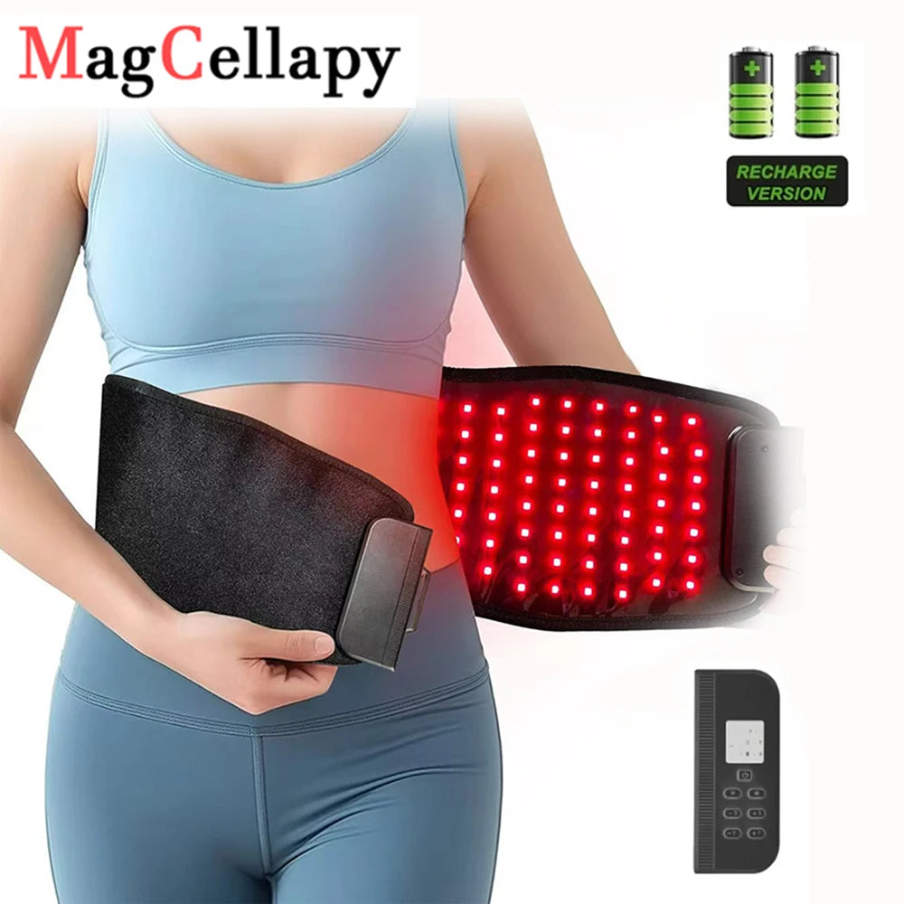 Intelligent LED Infrared Massage Belt - With Heated Waist Support Rechargeable To Relieve Back Pain Promote Blood Circulation