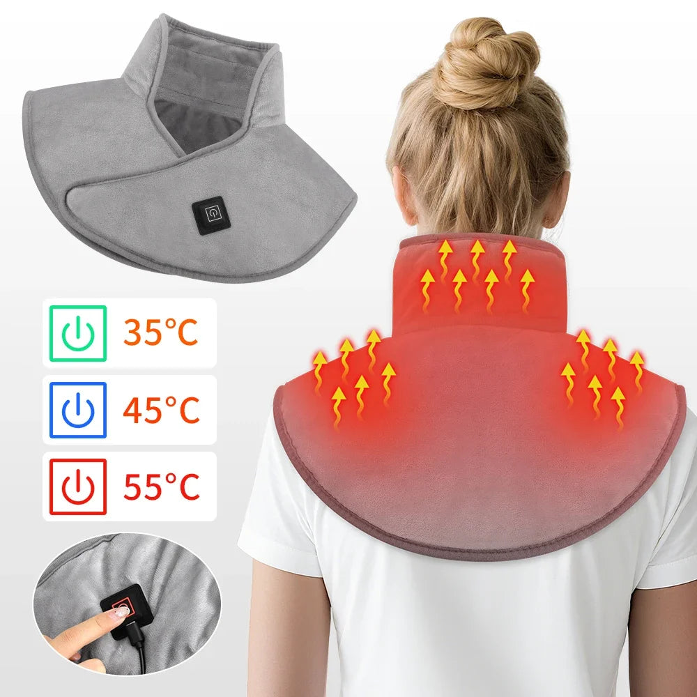 Electric Heating Shoulder Neck Pad USB Heated Back Wrap 3 Heat Level Soft Hot Compress Back Shawl Neck Shoulder Fast Heated Pad
