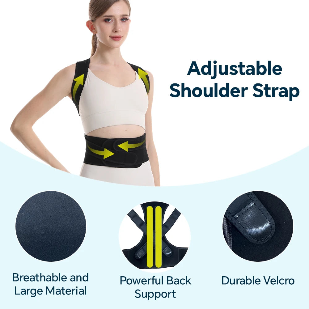 Posture Corrector Back Brace for Men and Women, Adjustable Full Back Posture Brace for Scoliosis, Hunchback, Thoracic and Spine