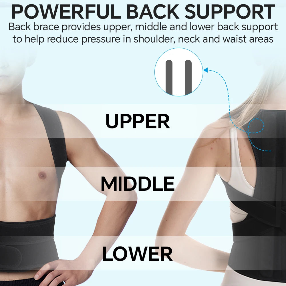 Posture Corrector Back Brace for Men and Women, Adjustable Full Back Posture Brace for Scoliosis, Hunchback, Thoracic and Spine