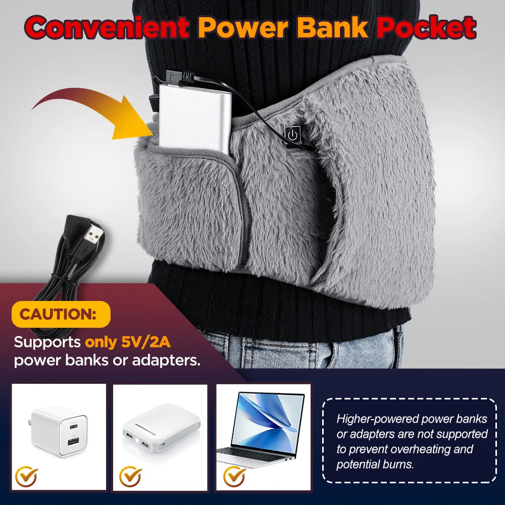 3 Levels Electric Heating Pad for Abdominal Menstrual Pain Relief Heated Therapy Belt Cold-Proof Hand Warmer Waist Warming Pad