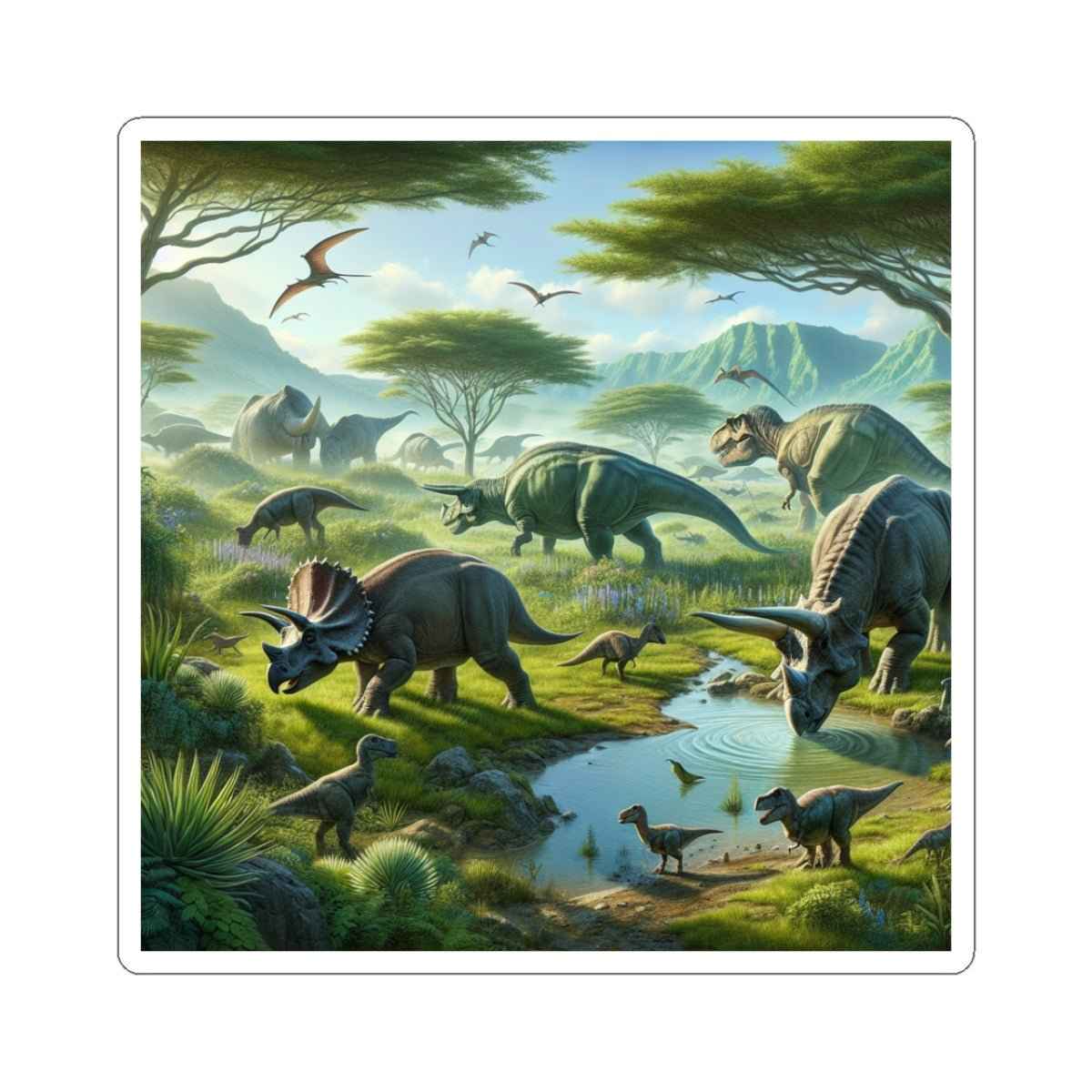 Jurassic Adventure Kiss-Cut Stickers - Dinosaur Scene for Nature Lovers & Kids