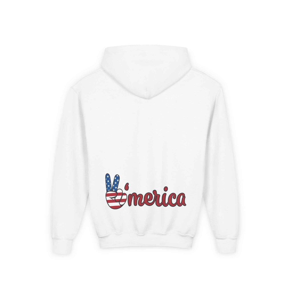 Youth Peaceful America Hoodie - Fun Patriotic Design
