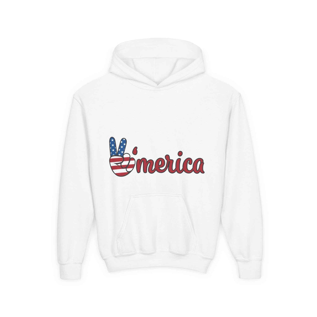 Youth Peaceful America Hoodie - Fun Patriotic Design